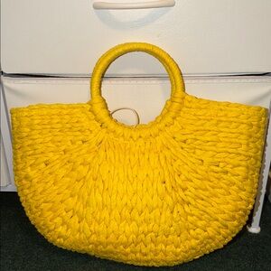 Yellow Woven Handbag